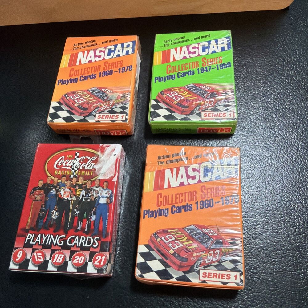 Four Packs Of NASCAR Playing Cards Collector Series Coke